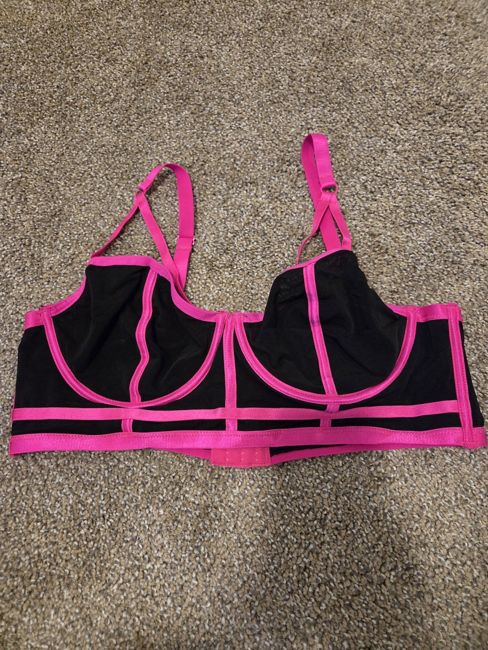 torrid Black Bra with Hot Pink Trim Longline Underwire